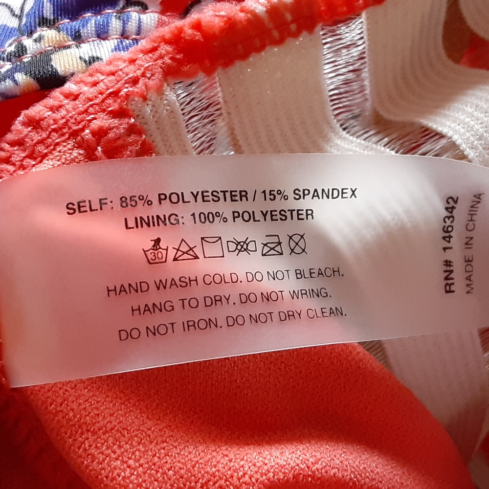 Nicole Miller Floral Coral Swimsuit with Lurex Trim - Picture 6 of 7